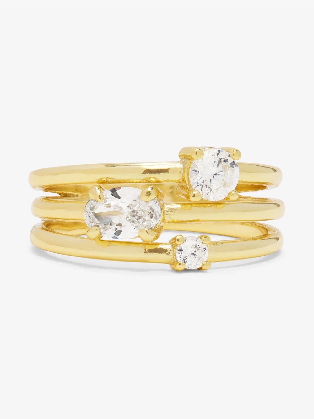 Melinda Maria Gold Trio Stacked Rings with Simulated Diamonds